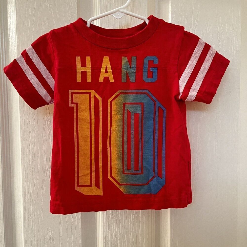 Peek Kids Red Hang 10 Hang Ten Graphic Tee T-Shirt Top Boys Size 12-18 Months